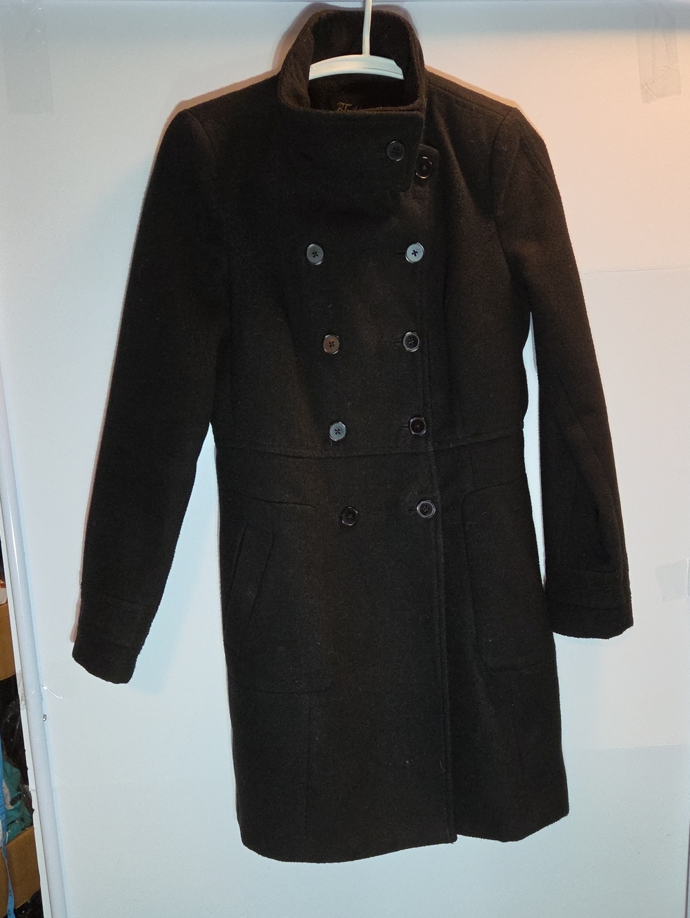 Zara Black Trafaluc Double-Breasted Pea Coat Size M